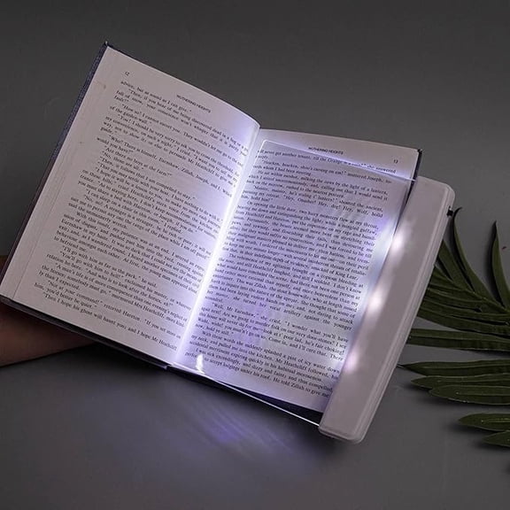 Flat Book Light without Battery,Ultra-Thin LED Book Light, Portable Reading Lamp with Eye-Friendly Light & Bookmark Design, Battery-Powered Night Light for Reading in Bed (White)