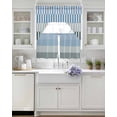 thumbnail image 3 of Colorful Stripe Swag Curtains for Living Room/Bedroom Windows, Modern Teal Blue Green Vertical Striped Kitchen Curtains and Valances Set 36 Inch Length, Light Filtering Swags Valance Curtain Panels, 3 of 5