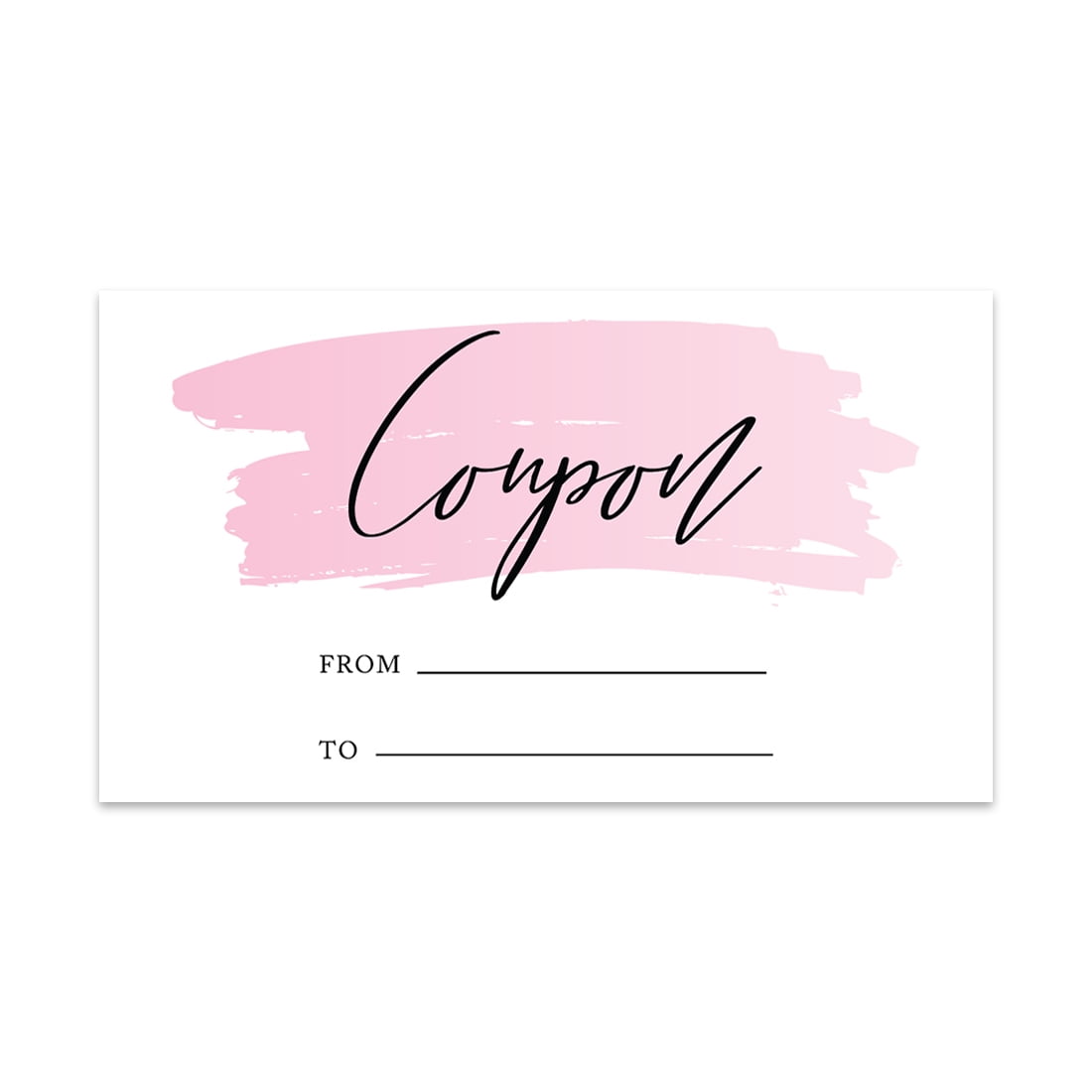 Andaz Press Pink Brushed Stroke Blank Coupon Is Redeemable For Voucher Cards, Loyalty Certificate Coupons, 100-Pack
