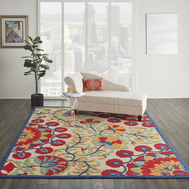 Nourison Aloha Indooroutdoor Floral Red/Multicolor Area Rug Walmart