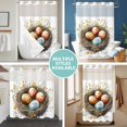 thumbnail image 5 of No Hook Shower Curtain with Snap in Liner, Colorful Easter Egg Nest Yellow Flower Waterproof Bath Curtain Double Layers with See Through Top Window, Spring Botanical Hotel Shower Curtains 48x72in, 5 of 9