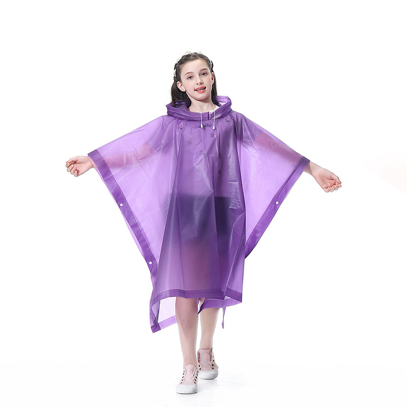 Rain Poncho for Kids ( 2 Pack), Reusable EVA Children Raincoat for 614