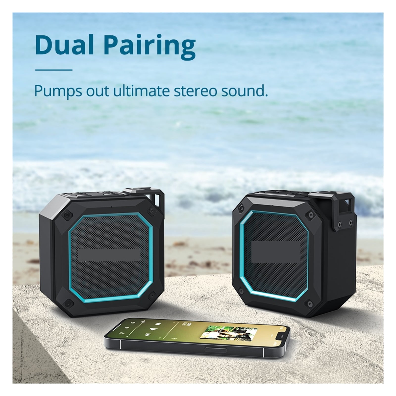 2 Speaker Portable Speaker With 5.3, True Wireless Stereo, Dual EQ Modes, IPX7 Waterproof, For Shower ,Powerful Voice Amplifier
