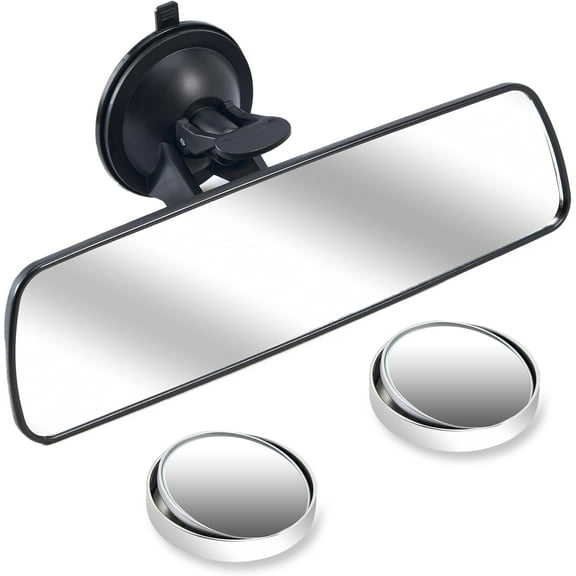 Rearview Mirror Adhesive with Gel Suction Cup and Anti-Slip Screws, Universal Espejo Retrovisor para Carro, with Wide Angle View and All-Around Visibility, Suitable for Cars SUVs Trucks