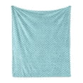 thumbnail image 1 of Abstract Soft Flannel Fleece Throw Blanket, Ornamental Pattern of Symmetrical Horizontal Shapes and Wavy Streaks, Cozy Plush for Indoor and Outdoor Use, 50" x 60", Seafoam and White, by Ambesonne, 1 of 5