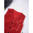 thumbnail image 3 of Fldy Kids Boys Girls Hip-hop Jazz Dance Costume Sequins Jacket Vest Waistcoat Stage Performance Party Red 150, 3 of 6
