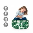 thumbnail image 2 of Leaves Storage Toy Bag Chair, Rhythmic Wild Monstera Leaf Pinnate Motifs on Plain Backdrop Illustration, Stuffed Animal Organizer Washable Bag, Large Size, White and Jade Green, by Ambesonne, 2 of 3