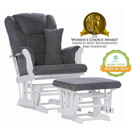 Glider Rocking Chair Ottoman - Storkcraft Tuscany Glider and Ottoman with Lumbar Pillow White with Gray Cushions