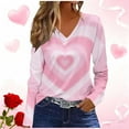 thumbnail image 4 of Long Sleeve Tops for Women Love Hearts Print Valentines Day T-Shirts V Neck Graphic Tee Shirt Festive Outfits (M, Pink #A), 4 of 5