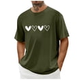 thumbnail image 1 of Pisexur Chemises pour Hommes Chandail Décontracté à Manches Courtes Col Rond Imprimé Cœur Vert Armée, 2TG, 1 of 3