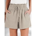 thumbnail image 4 of Women Summer Casual Wide Leg Loose High Waist Drawstring Dressy Shorts 2026 Beach Vacation Clothes Khaki M, 4 of 7