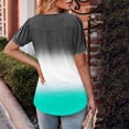 thumbnail image 4 of Womens Pleated Tunic Tops with Leggings, Short Sleeve Shirts for Women Summer Fashion Color Patchwork Flowy Crewneck Dressy Blouses, 4 of 6