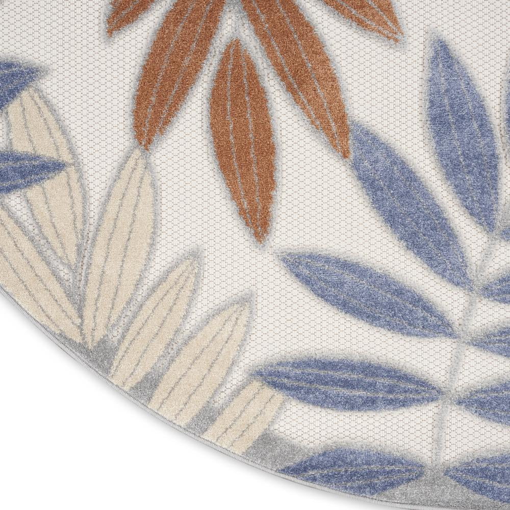 Nourison Aloha Indoor/Outdoor Blue Mocha 7’10” x Round Area Rug (8 Round)