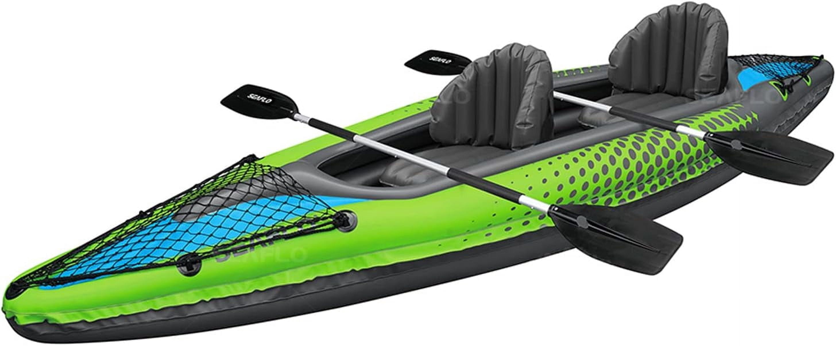 Savvycraft Inflatable  2 Person Tandem , Recreational Touring  Includes Aluminum Paddles, Padded Seats, Double Action Pump