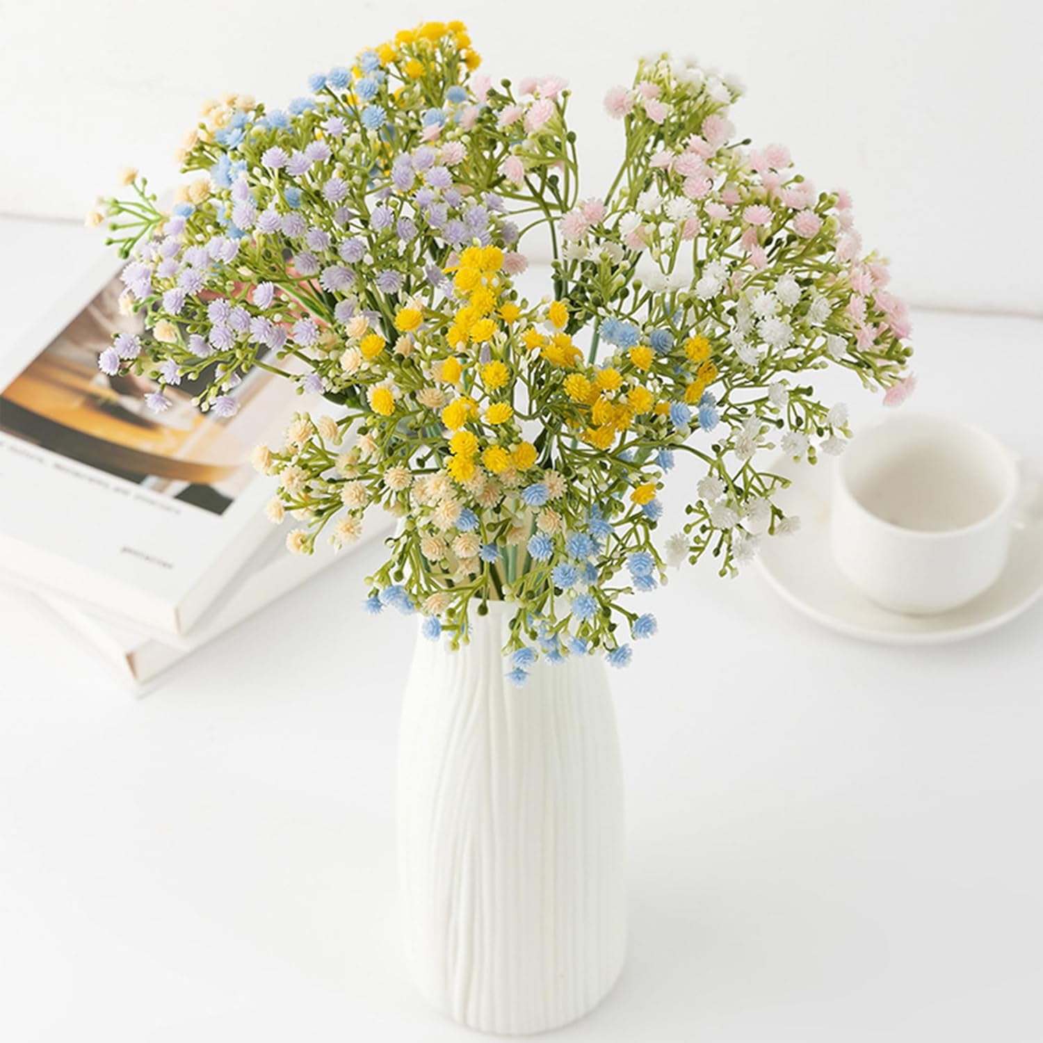 Babys Breath Artificial Flowers Decoration:30Pcs Plastic Multicolor Fake Flowers,Artificial Gypsophila Bouquet,Faux Flowers for Wedding Party Home Decoration