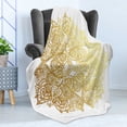 thumbnail image 4 of Mandala Soft Flannel Fleece Blanket, Lotus Flowers and Paisley Elements Golden Yellow Toned Ombre Mandala, Cozy Plush for Indoor and Outdoor Use, 70" x 90", Earth Yellow and Mustard, by Ambesonne, 4 of 5