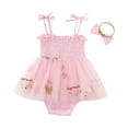 thumbnail image 5 of Tisuna Romper Dress For Baby Summer One Print Sleeveless Suspender Bodysuit Comfortable Soft Girls 1St Birthday Party Jumpsuit Size 12-18 Months Light Pink, 5 of 6