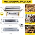 thumbnail image 4 of Qinaqin 2 Pack 8 QT cm de Profundidadorado Stainless Steel Chafing Profundidadishes para Buffet Rectángulo Servers y Anchoarmers Set con Folding Frame Parties Events de, 4 of 7