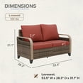 thumbnail image 4 of COOS BAY Outdoor Patio Brown Wicker Rattan Loveseat Sofa with Red Cushions for Backyard, Balcony and Deck, 4 of 9