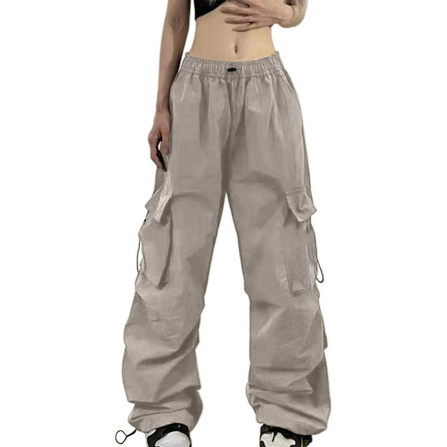 Cargo Pants for Women Elastic Waist Drawstring Hiking Pants with Pockets