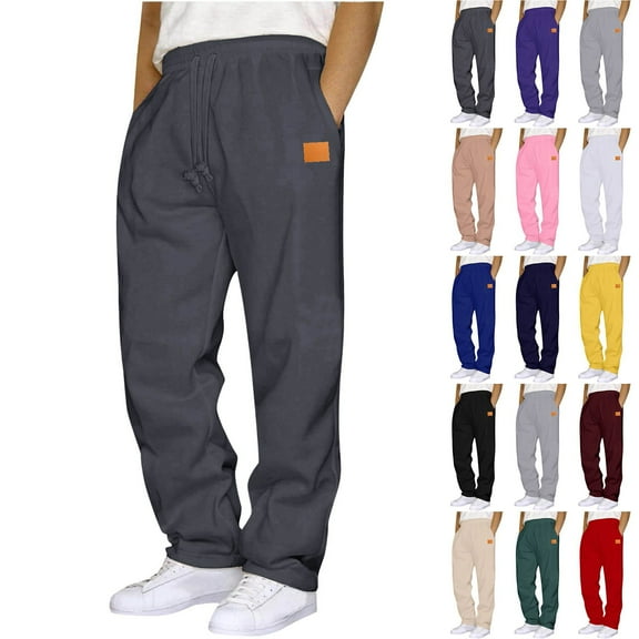 LIBRCLO Mens Sweatpants with Pockets Running Athletic Workout Sweat Jogger Pants Straigh Leg Casual Sweatpants Open Bottom