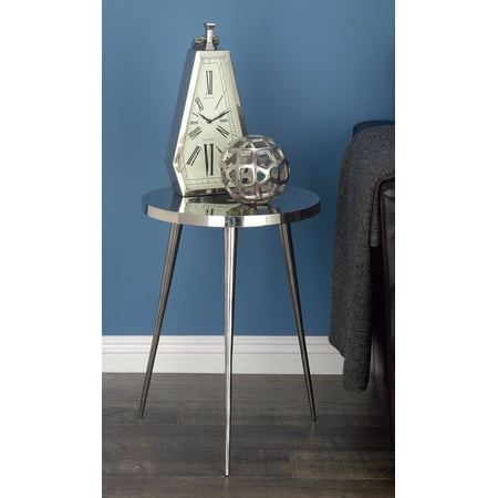 Gate Legged Table Decmode Contemporary 22 x 16 inch silver aluminum round three-legged accent table, Silver ()