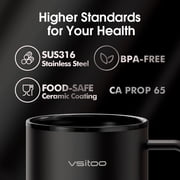 Vsitoo S3 Plus 14oz Self-Heating Coffee Mug, Smart Temperature Control Mug with Rechargeable Base, Black