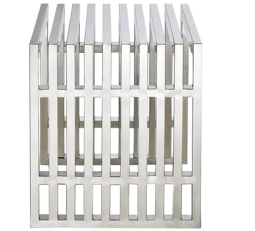 Vixey Medium Bench in Chrome, Metal Bench, Polished Bench in Chrome, Medium Metal Bench, Entry Bench, Metal Modern Bench in Polished finish