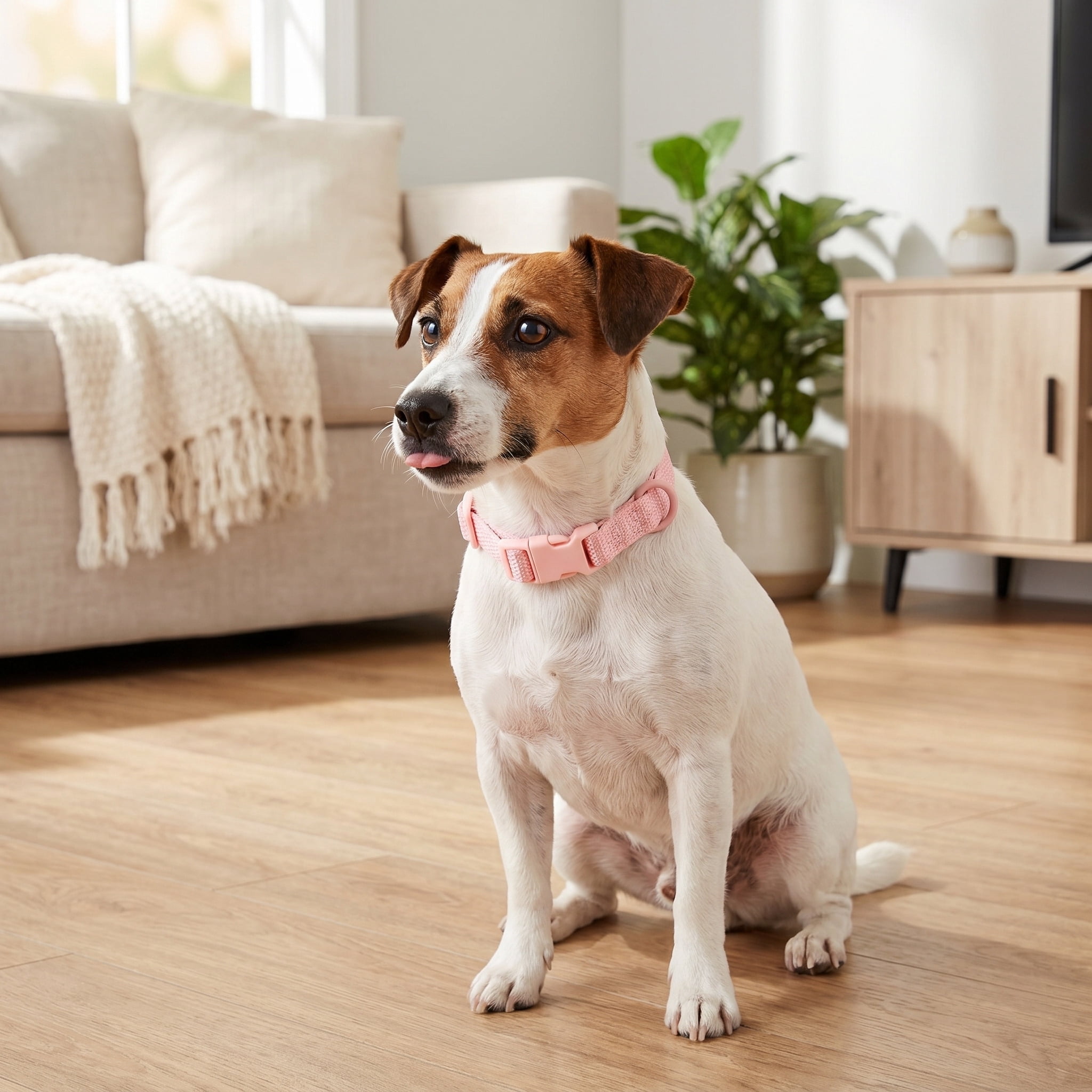 Vibrant Life Neoprene Cushioned Adjustable Dog Collar, Soft Pink, S