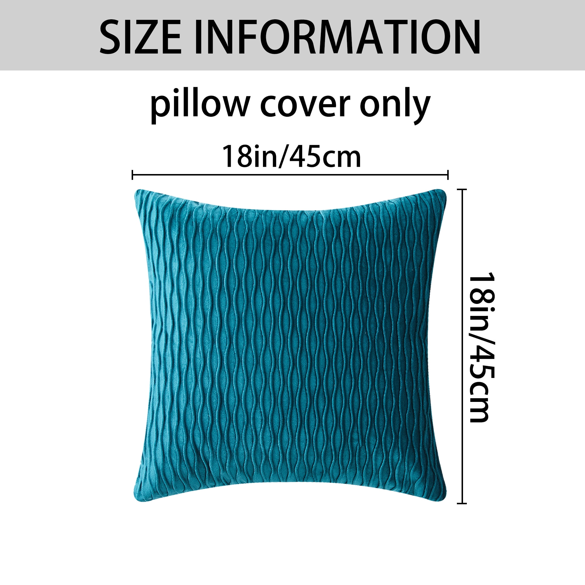Unique Bargains Throw Pillow Covers Striped Velvet Rectangular Cerulean 18" x 18"