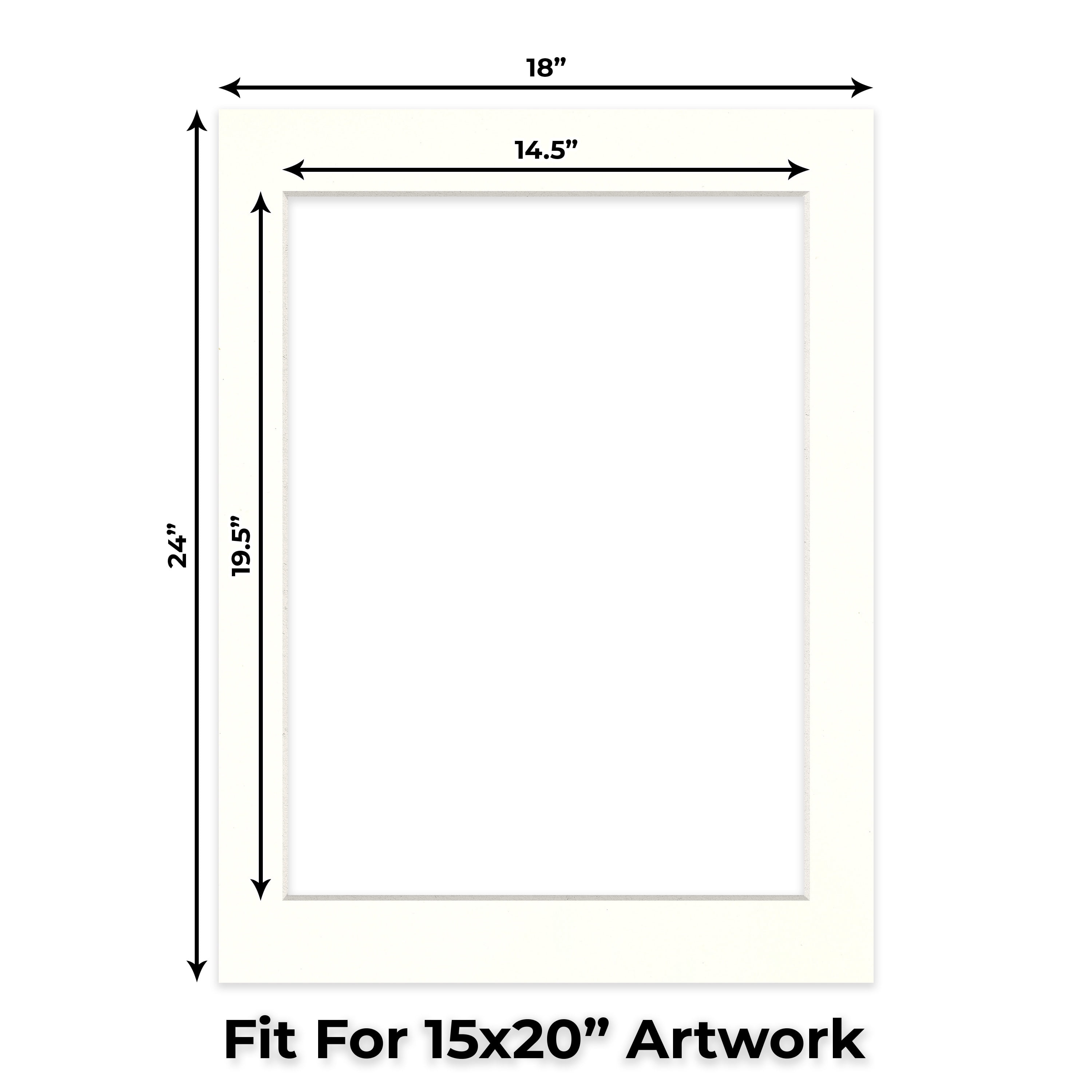 Antique White Picture Frame Mat for 18x24 Frames - Fits 15x20 Photos - 50 Mats