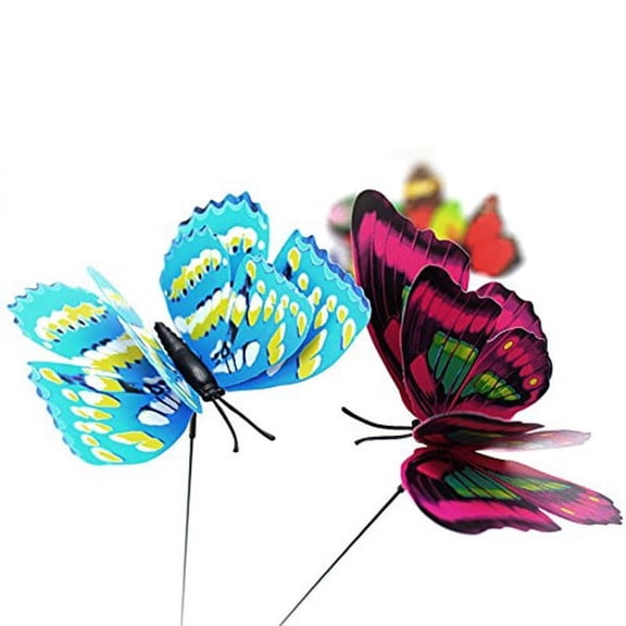 HONITANO 10Pcs Metal And Plastic Simulation Butterflies Flower Wall Decor 9.8in