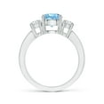 thumbnail image 2 of ANGARA Natural Classic Three Stone 1.12 ct Aquamarine and Diamond Ring in 14K White Gold for Women (Size-7mm) | March Birthstone, Anniversary, Jewelry Gift for Women | Natural Aquamarine Ring, 2 of 9