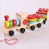 Metee: Montessori Toys Wooden Stacking Shape Geometry Blocks Train Diecasts Vehicle Set Combination Educational Toys Kids