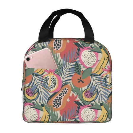 Insulated Lunch Bag for Women Men - Tropical Fruit A Leakproof Cooler Lunch Box for Women Men  Lunch Tote Bags for Work School Picnic Travel