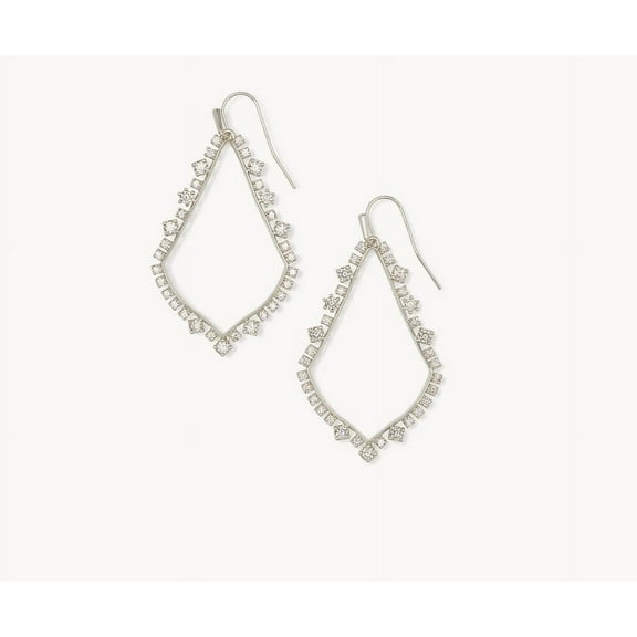 Kendra Scott Womens Elle Earring Rhodium Metal White Cz One Size 4217709672