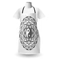 thumbnail image 3 of Black and White Apron, Mandala Flower Petals Composition with Harmonious Nature Themed Motif, Unisex Kitchen Bib with Adjustable Neck for Cooking Gardening, Adult Size, Black and White, by Ambesonne, 3 of 4