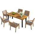 thumbnail image 3 of Christopher Knight Home 7PCS Rustic Outdoor Dining Set, Acacia Wood Table and Wicker Armchairs, Gray, 3 of 15