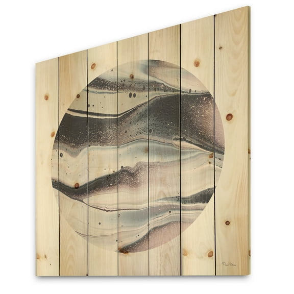 Designart 'Circle Marble II' Modern Geometric Print on Natural Pine Wood