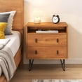 thumbnail image 4 of Costway 1 PCS 2-Drawer Nightstand with Storage Compartment. Metal Hairpin Legs for Living Room Walnut, 4 of 10