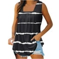 thumbnail image 2 of Wiyuqeen Trendy Striped Tank Tops Women Relaxed Pleated Square Neck Tshirts Breathable Flowy Sleeveless Blouses Curvy Ladies Summer Vests, 2 of 5