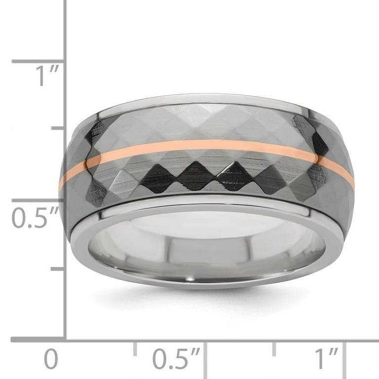 Edward Mirell Sterling Silver & Titanium Inlay w/ 14k Rose Gold Stripe Ring Edward Mirell Sterling Silver & Titanium Inlay w/ 14k Rose Gold Stripe Ring