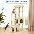 thumbnail image 3 of Heavy Duty 61" Multi-Level Cat Tree Tower for Large Indoor Cats & Maine Coons, Modern Design, Robust Natural Sisal Scratching Posts, Stable Playground with Interactive Toys - Beige, 3 of 9