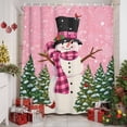 thumbnail image 3 of Pink Snowman Christmas Shower Curtain, Xmas Tree Snowflake Abstract Waterproof Fabric Shower Curtains with 12 Hooks, Bathroom Curtain Set for Bathroom Accessories Decor, 36 x 72 Inches, 3 of 9