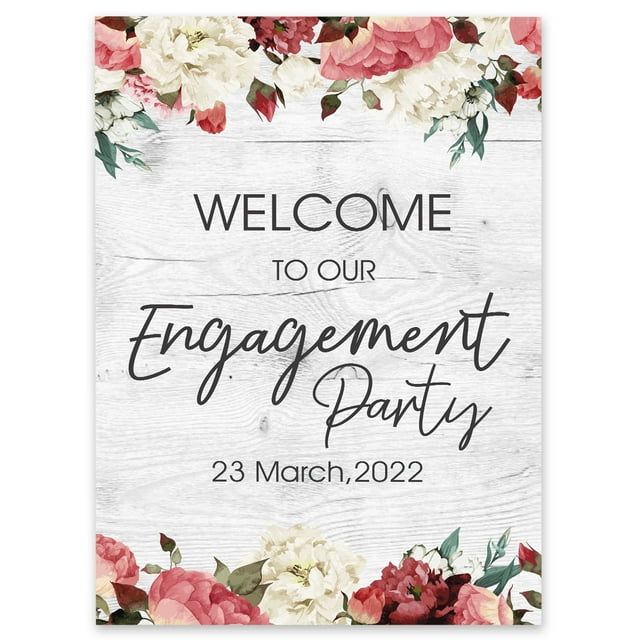 Darling Souvenir MADE WITH LOVE CustomWelcomeSignPainted Flower With BorderWelcomeTo Our Engagement Poster For Easel Party Collection- 18x 12