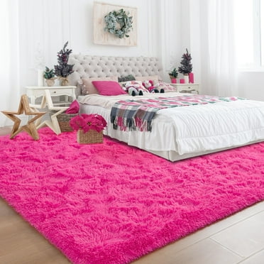 ZENELESS 6'x9' Pink Shaggy Rug Large Fluffy Area Rug for Living Room Bedroom Non-Slip Indoor Carpet