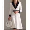 thumbnail image 6 of Women'S Colorblock V-Neck Blazer Dress - Long Sleeve Buttoned Party Outfit Black & White XXL, 6 of 8