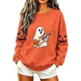thumbnail image 3 of TKLPEHG Halloween Sweatshirts for Women Cute Guitar Ghost Graphic Fall Sweatshirt Fashion Crewneck Long Sleeve Casual Vintage Pullover (Orange,L), 3 of 8