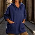 thumbnail image 2 of Women's Loose Fit Hooded Long Sleeve Half Zip Pullover Sweatshirt With Pocket | CSEONE,Navy M, 2 of 9