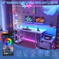 thumbnail image 4 of Computer Gaming Desk with File Drawers, 63'' Home Office Desk with Power Outlets & LED Light, Printer Space, Monitor Stand, and Storage Shelves, Ideal for Work Game Study, 4 of 8